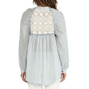 Lace Back Shirt Button-down Top